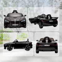 Aosom 12V Electric Ride on Car with Remote Control, 3.1 MPH Kids Ride-on Toy for Boys and Girls with Portable Battery, Suspension System, Horn Honking, Music, Lights, Black(m-10)
