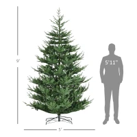 HOMCOM 9 Foot Artificial Christmas Tree, Nordic Pine Hinged Xmas Tree with 1939 Realistic Branches, Wide Steel Base, Auto Open, Green(m-3)