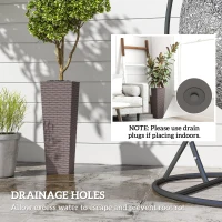 Outsunny 23.6 Inch Tall Planters for Outdoor Plants, Set of 2 Plastic Flower Pots with Drainage Holes, Brown(m-6)