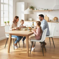 HOMCOM Dining Chairs Set of 4, Upholstered Dining Room Chairs with Steel Legs, Modern Kitchen Chair for Dining Room, Cream(m-7)