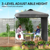 Outsunny 8 x 8 ft Pop Up Canopy with 1 Sidewall, Carry Bag and 4 Sand Bags, Height Adjustable Instant Sun Shelter, Dark Grey(m-5)