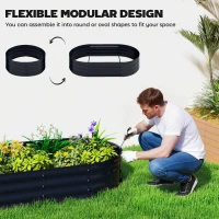 Outsunny Galvanised Raised Garden Bed with Arched Trellis, 5 x 3 x 6ft Metal Outdoor Planter Box with Open Bottom, Dark Gray(m-7)