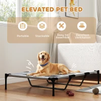PawHut Elevated Dog Bed, Raised Dog Cot for XL Sized Dogs, Indoor & Outdoor, 48" x 36" x 9", Light Grey(m-5)