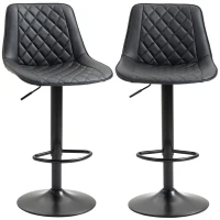 HOMCOM Bar Stools Set of 2, Swivel Counter Height Barstools with Back, Footrest, Adjustable Height, Black(m-2)