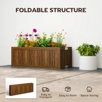 Outsunny Foldable Elevated Planter Box, Wooden Raised Garden Bed for Backyard Patio to Grow Vegetables Herbs Flowers, Carbonized(m-4)