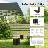 Outsunny 10 x 20 ft Pop Up Canopy Tent, Heavy Duty UPF50+ Outdoor Portable Instant Canopy Shelter with Wheeled Bag, Dark Gray(m-6)