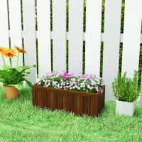 Outsunny Foldable Elevated Planter Box, Wooden Raised Garden Bed for Backyard Patio to Grow Vegetables Herbs Flowers, Carbonized(m-7)