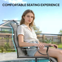 Outsunny C Spring Motion Patio Chairs Set of 2 with Curved High Backrest, Armrest, All Weather Breathable Fabric, Metal Frame(m-5)