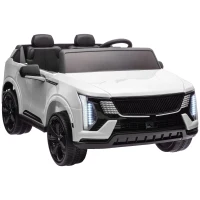 Qaba 2-Seater Ride on Truck, 12V Cadillac Escalade Licensed Kids Electric Car with Remote , Spring Suspension, White(m-11)