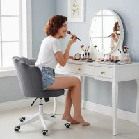 HOMCOM Office Chair, Armless Swivel Desk Chair with Adjustable Height, Backrest, Tilt Function for Office, Vanity, Grey(m-9)