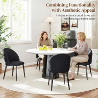 HOMCOM Modern Dining Chairs Set of 4, Upholstered Dining Room Chairs with Metal Legs, Shell Backrest, Padded Seat, Black(m-4)