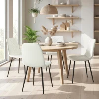 HOMCOM Dining Chairs Set of 4, Upholstered Dining Room Chairs with Steel Legs, Modern Kitchen Chair for Dining Room, Cream(m-10)