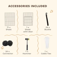 PawHut Small Animal Cage Waterproof Mat DIY Animal Playpen for Guinea Pigs Rabbits 12 Panels and Door Black(m-7)