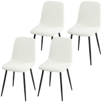 HOMCOM Dining Chairs Set of 4, Upholstered Dining Room Chairs with Steel Legs, Modern Kitchen Chair for Dining Room, Cream(m-2)
