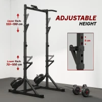 Soozier Adjustable Squat Rack, Multi-Function Bench Press Rack with Weight Plate Holders and Pull up Bar, Black(m-5)
