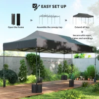 Outsunny 10 x 20 ft Pop Up Canopy Tent, Heavy Duty UPF50+ Outdoor Portable Instant Canopy Shelter with Wheeled Bag, Dark Gray(m-7)