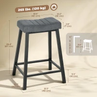 HOMCOM Set of 2 Bar Stools, Velvet Upholstered Counter Stools with Curved Seat and Footrest for Kitchen Island, Grey(m-3)