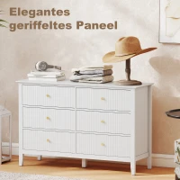 HOMCOM Double Chest of Drawers, Modern 6 Drawer Dresser for Bedroom, Living Room, Hallway, Closet, White(m-7)