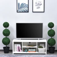 Outsunny Set of 2 Artificial Ball Boxwood Topiary Trees, 44.1" Fake Plants in Pots for Outdoor Indoor Decor, Dark Green(m-8)