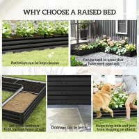 Outsunny L-Shaped Raised Garden Bed, 82" x 109" x 12" Galvanized Steel Planter Box with Multi-reinforced Rods for Vegetables, Flowers and Herbs, Black(m-7)