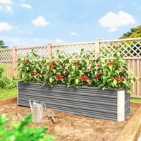 Outsunny 6' x 1.5' x 1.3' Galvanized Raised Garden Bed, Elevated Large Metal Planter Box w/ Install Gloves, Light Grey(m-9)
