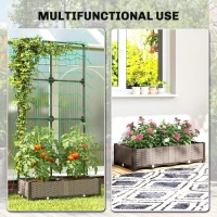 Outsunny 2PCS Plastic Planter Box with Trellis, Self-Watering Raised Garden Bed with Trellis and Netting(m-4)
