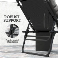 Outsunny Folding Lounge Chair with Adjustable Canopy, 4-Position Outdoor Tanning Chair with Headrest, Dark Grey(m-9)