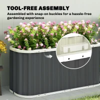 Outsunny Galvanized Raised Garden Bed, Deep Rot Planter Box, Outdoor Garden Bed with Plant Labels, 5' x 2' x 2', Dark Grey(m-5)