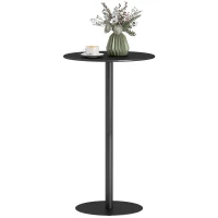 HOMCOM Round Bar Table for 2, Modern Pub Table with Steel Frame, Easy Assembly for Small Space Home Bar Cocktail Bistro, Black(m-2)