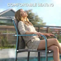 Outsunny Stackable Patio Chairs Set of 4, Outdoor Dining Chairs with 20" Deep Seat, All Weather Breathable Mesh, Armrests, Grey(m-5)