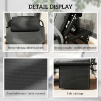 Outsunny Folding Lounge Chair with 4-level Reclining Back & Cushion, Dark Grey(m-6)