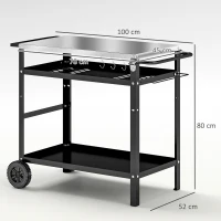 Outsunny BBQ Stand with Stainless Steel Top Adjustable Shelf, Outdoor BBQ Station with Hooks Seasoning Tray Towel Rack(m-3)