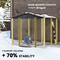 Outsunny 8' x 7' Outdoor Storage Shed, Galvanized Steel Metal Garden Shed with Lockable Doors, Floor Frame, Vents, Lock and Gloves for Backyard, Lawn, Patio, Teak(m-5)