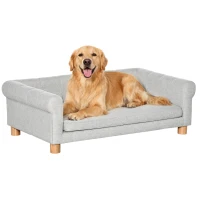 PawHut Modern Pet Sofa Cat or Medium Large Dog Bed W/ Removable Seat Cushion, Light Grey(m-2)