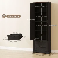 HOMCOM 71" Tall Kitchen Pantry Cabinet, Farmhouse Kitchen Storage Cabinet with 2 Drawer and Adjustable Shelves, Black(m-3)