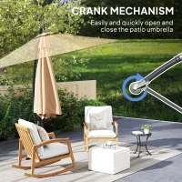 Outsunny 9.5' Cantilever Umbrella with Wind Protection Strap and Cover, Hanging Umbrella with Crank and Cross Base, Khaki(m-9)