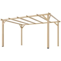 Outsunny 10' x 13' Wooden Pergola, Outdoor Pergola Gazebo Grape Trellis with Triangle Supports, Concrete Anchors, Nature Wood(m-2)