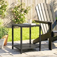 Outsunny Outdoor Coffee Table 2-Tier Patio Coffee Table with Storage Shelf, Adjustable Feet for Garden Balcony Poolside Black(m-10)