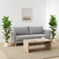 HOMCOM 4FT Artificial Fiddle Leaf Fig Tree Set of 2, Fake Potted Tree with Solid Wood Trunks for Indoor Decor, Green(m-8)