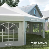 Outsunny 21' x 29' Wedding Event Party Tent High Peak Decagonal Outdoor Gazebo Canopy with Removable Walls White(m-5)