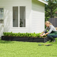 Outsunny L-Shaped Raised Garden Bed, 82" x 109" x 12" Galvanized Steel Planter Box with Multi-reinforced Rods for Vegetables, Flowers and Herbs, Black(m-9)
