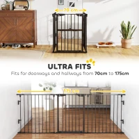 PawHut Foldable Dog Playpen Indoor for Small Medium Dogs with Door, for Stairway, Doorway, Hallway, Black(m-9)