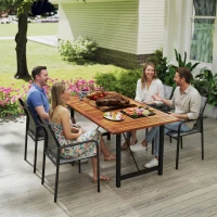 Outsunny Stackable Patio Chairs Set of 4, Outdoor Dining Chairs with 20" Deep Seat, All Weather Breathable Mesh, Armrests, Grey(m-10)