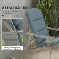 Outsunny Patio Chair Cushion for Adirondack Chairs Replacement Cushion with Back and Ties, Dark Grey(m-6)