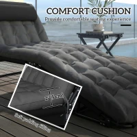 Outsunny Folding Lounge Chair with 4-level Reclining Back & Cushion, Dark Grey(m-7)