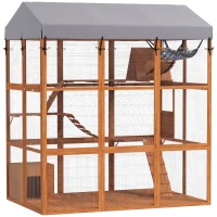 PawHut 81"H Catio Outdoor with Floor to Prevent Escaping & Easy Cleaning, for 2-4 Cats Kittens, Orange(m-11)