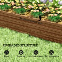 Outsunny L-Shaped Raised Garden Bed, 82" x 109" x 12" Galvanized Steel Planter Box with Multi-reinforced Rods for Vegetables, Flowers and Herbs, Dark Brown Wood Effect(m-6)