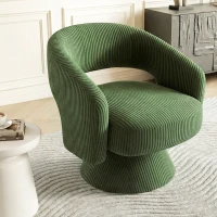 HOMCOM Swivel Barrel Accent Chair, Modern Upholstered Living Room Chair with Thick Padding for Reading, Green(m-11)