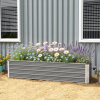 Outsunny 6' x 1.5' x 1.3' Galvanized Raised Garden Bed, Elevated Large Metal Planter Box w/ Install Gloves, Light Grey(m-8)