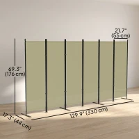 HOMCOM 6 Panel Room Divider, 6 Ft Folding Privacy Screen, Portable Freestanding Partition Wall Divider, Beige(m-3)
